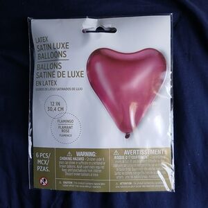 Flamingo Pink Heart Latex Balloons Pack Of Six